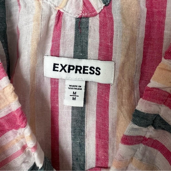 Express Linen Cotton Ruffle Stripe Top - Picture 5 of 8